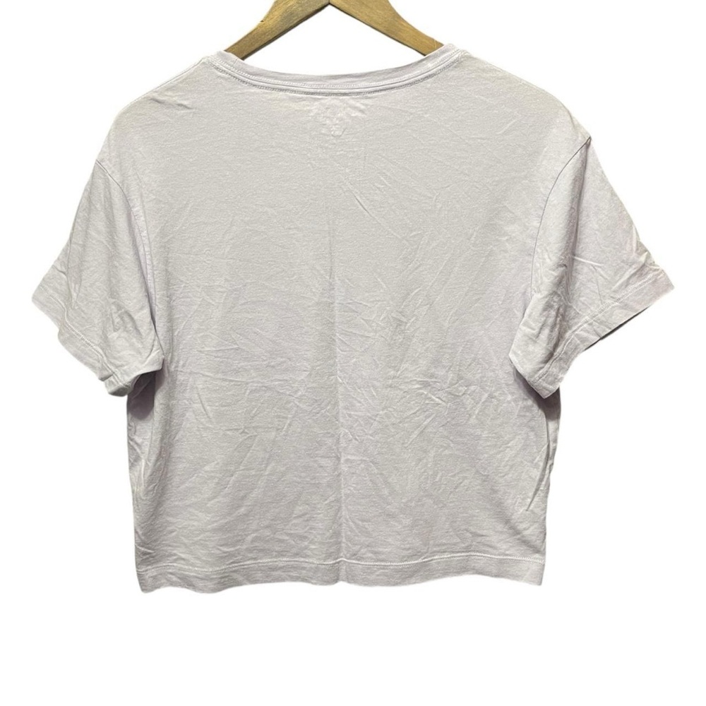 light purple Calvin Klein jeans metallic silver CK graphic logo cropped T-shirt - Picture 4 of 4